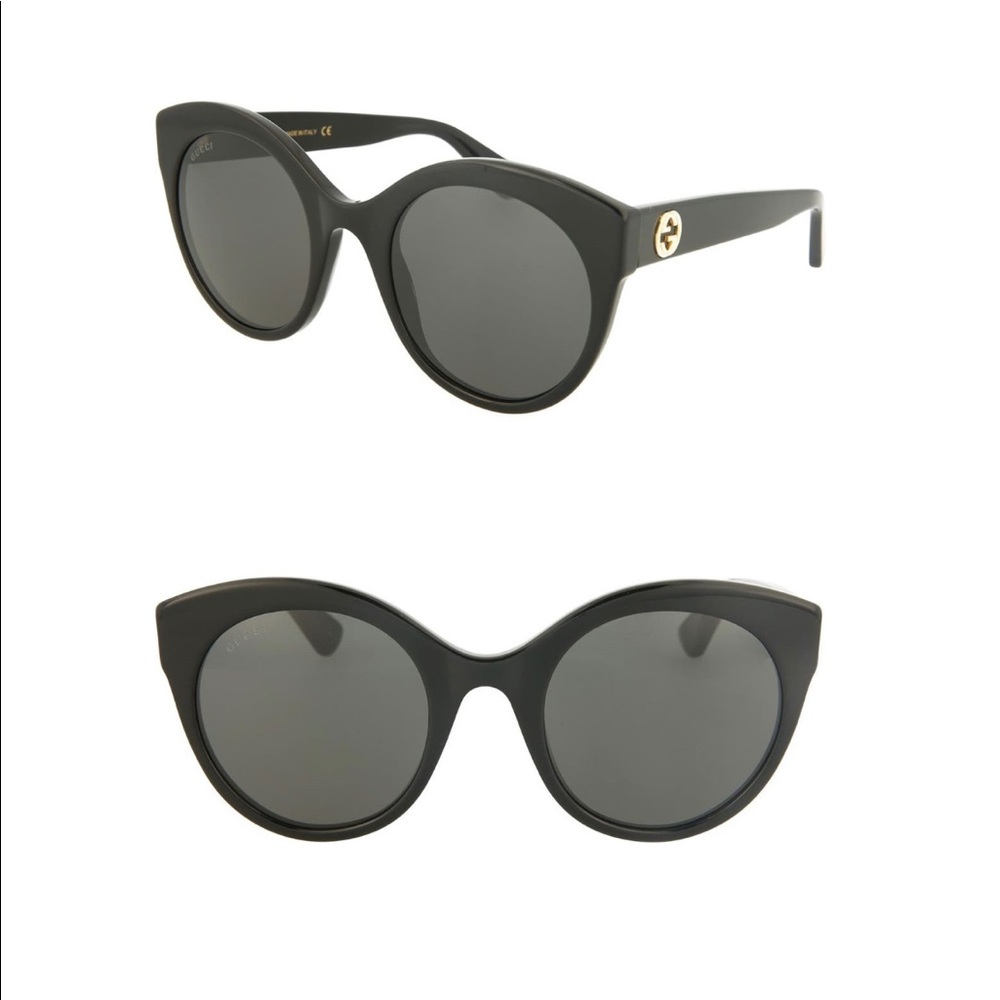 Gucci Cat‑Eye Acetate Sunglasses – Black Smoke Lenses